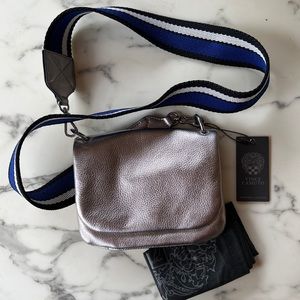 Small Crossbody Silver Leather w/ Guitar Strap - Vince Camuto